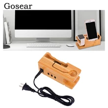 Gosear 3 порта дерево зарядка через usb станции Зарядное устройство Dock, подставка-держатель для Apple Watch iWatch серии 1 2 3 4 для iPhone X 8 7 6 6 S плюс 5S
