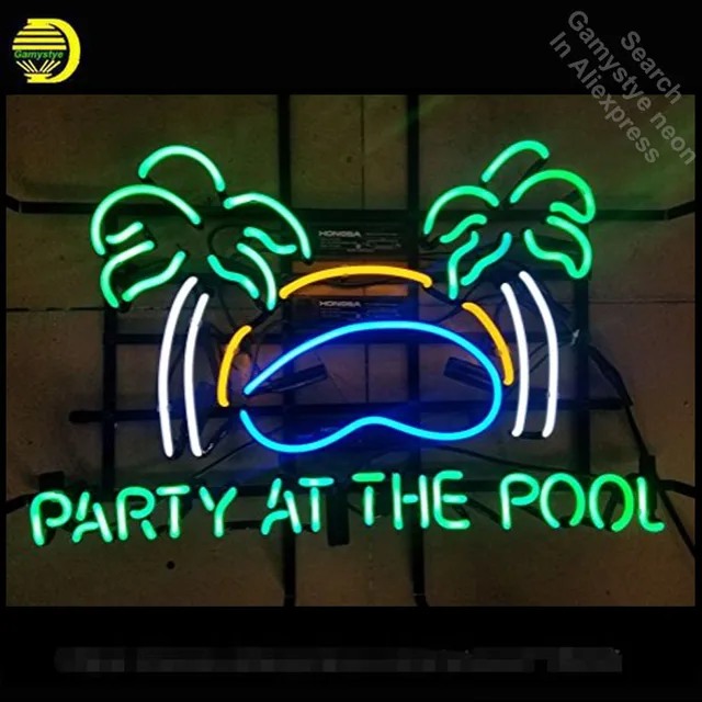 Party at the Pool neon Sign neon Real Glass Tube neon lights Recreation
