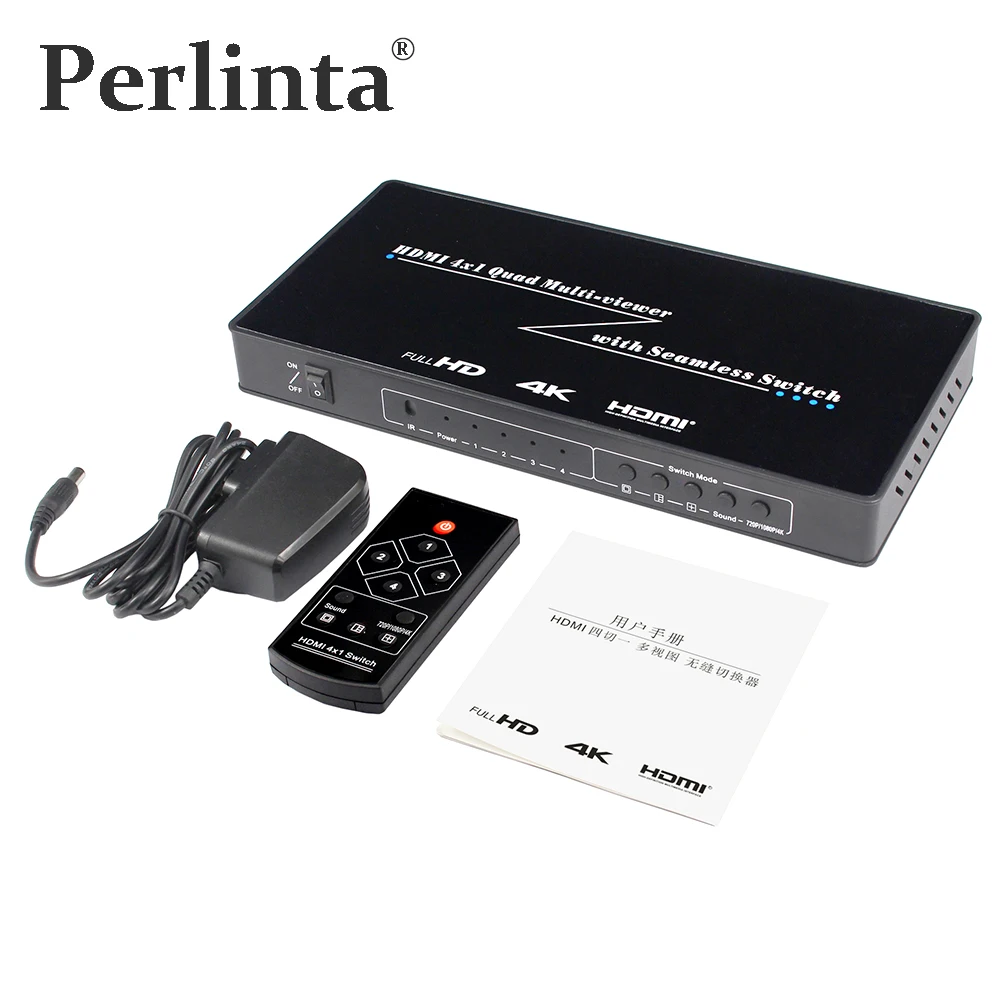 

Perlinta Hdmi 4x1 Quad Multi-Viewer High Seamless 4K Resolution 30Hz Switcher Converter Adapter For HDTV TV BOX ,PS4