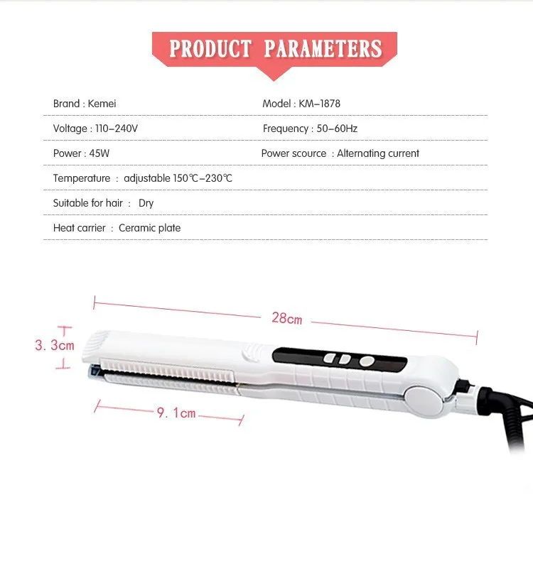 Волосы Kemei Выпрямитель профессиональные Утюги завивка, укладка инструменты ионная 3 в 1 выпрямители для завивки волос