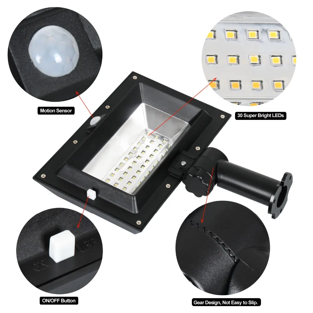KHLITEC-30-LED-PIR-Motion-Sensor-Solar-Security-Gutter-Light(2)