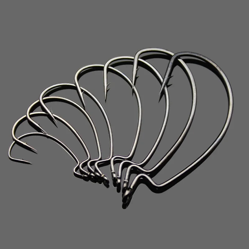 

Fishing Soft Worm Hook Quality High Carbon Steel Fishhook Lure Soft Bait Hooks 6#-5/0# Lot 8 Pieces