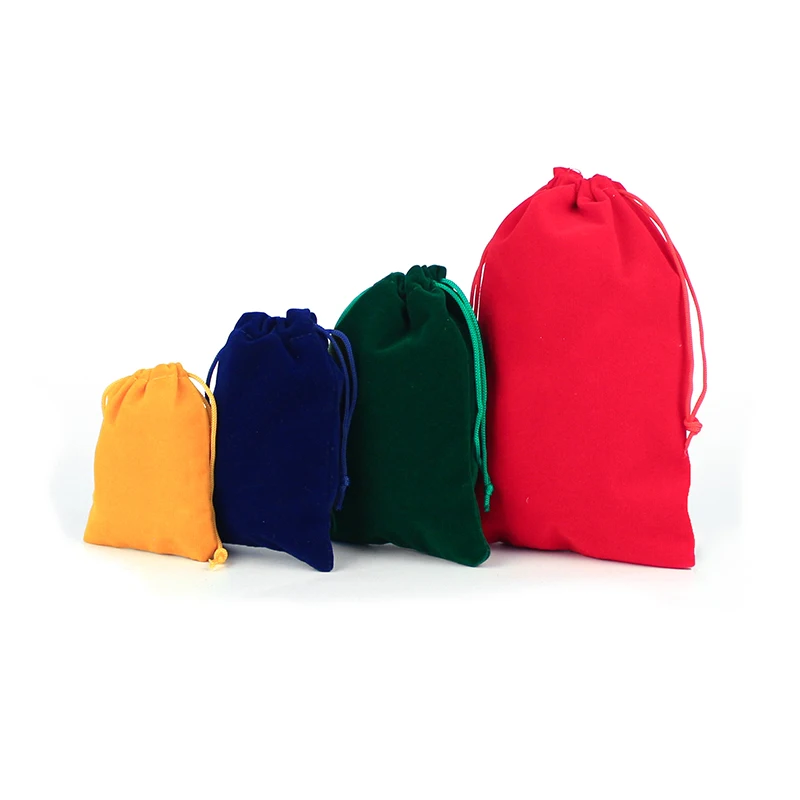 Bolsitas de terciopelo de colores con cordón, bolsas de regalo de terciopelo de 5x7x9cm, 8x10cm, 9x12cm, distintos colores con cuerda para embalaje, perfecto para joyería personalizadas, 50 uds.