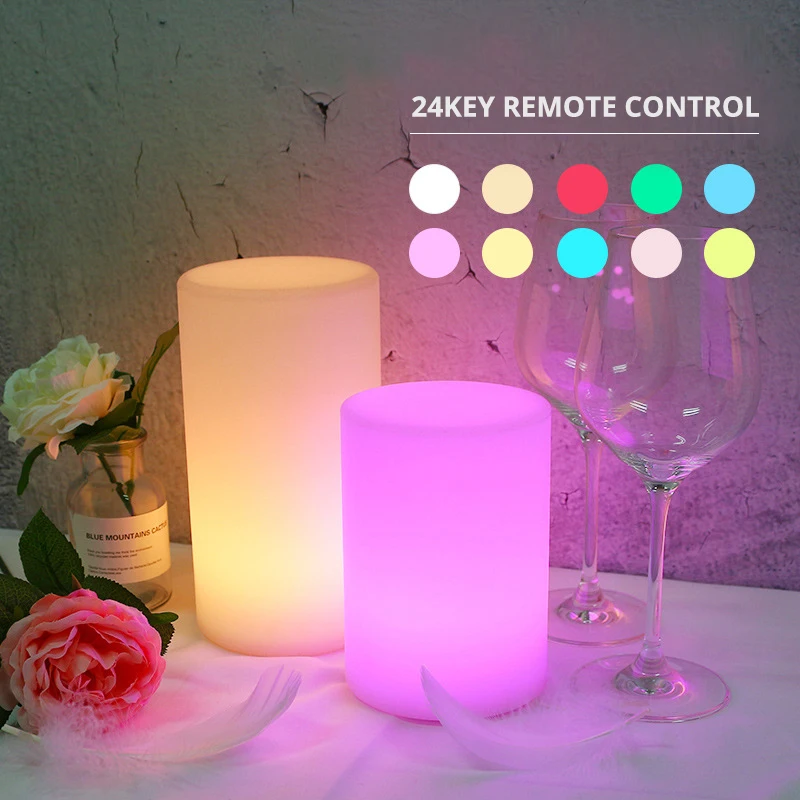 

Cylindrical RGB LED Lamp Remote Control Bedside Night Lighting Multicolor LED Table Light for Christmas Holiday Party Decoration
