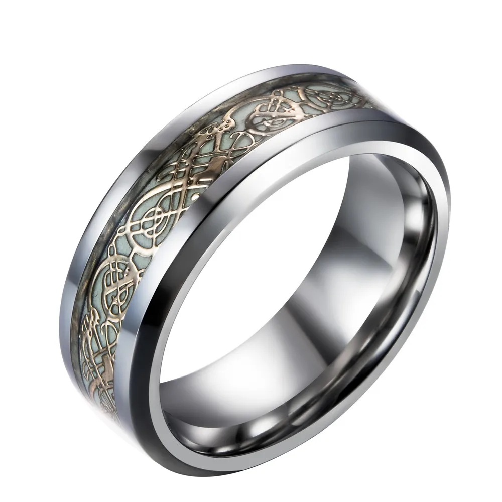 Светящееся кольцо в виде дракона из нержавеющей стали для мужчин и женщин, ювелирные изделия для вечеринки