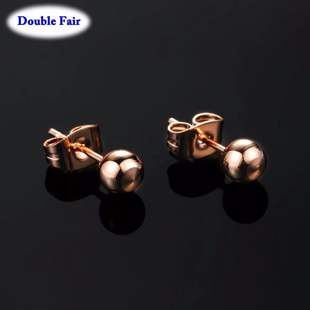 Простые элегантные круглые металлические серьги-гвоздики цвета розового золота для женщин и девушек оптом модные ювелирные изделия DWE422