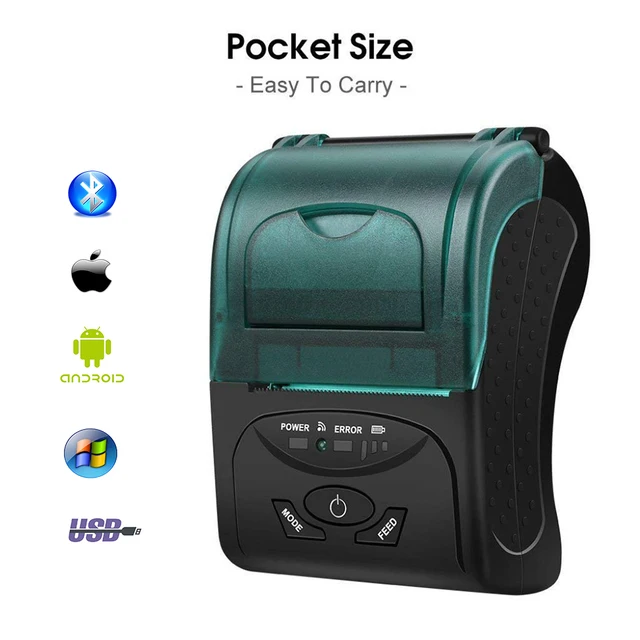 Portable Mini 58MM Bluetooth Mobile Barcode Thermal POS Printer Wireless Receipt Machine For Windows Android iOS EU US UK Plug 