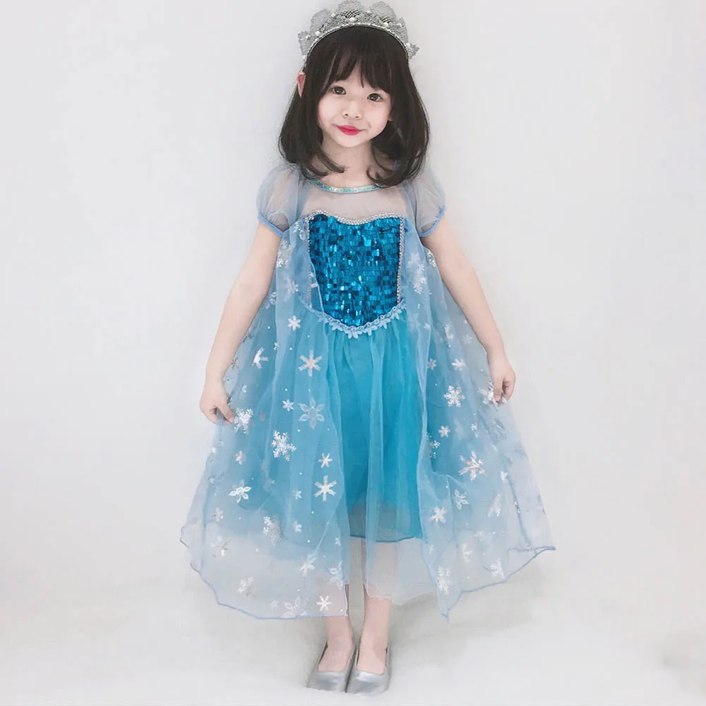 

Fashion Girls Princess Elsa Dress For Girls Prom Sequins Kids Summer Dress Children Costume Cosplay Party Clothes Fancy Clothing