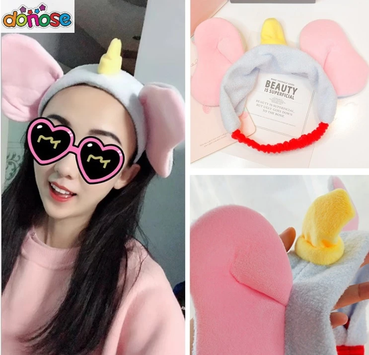 

Cute Big ears Dumbo Elephant Plush Toy Kawaii Girls Hair Band Wash Face Running Makeup Bands For Girl Birthday Gifts
