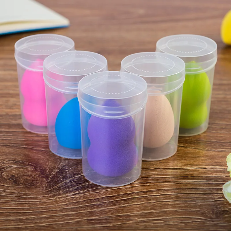 

2pcs Plastic Cosmetics Storage Box Jar Makeup Sponge Gourd Powder Puff Holder Stand Transparent Makeup Organizer Container