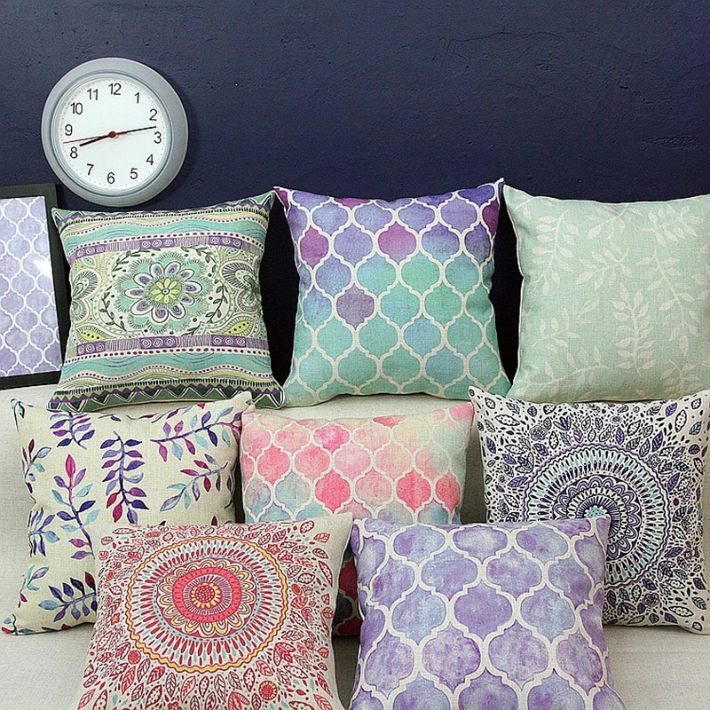 

Geometric Cushion Cover Sofa Home Decorative Linen/Cotton Throw Pillowcase 45x45cm Capa Para Almofada/Cojines Decorativos