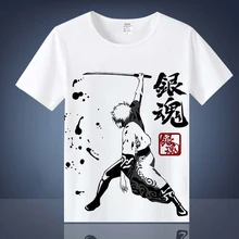 Anime Gintama Cosplay T-shirt Silver Soul Sakata Gintoki Costume Casual Unisex Short Sleeve Tops Tee Shirt M-XXL TX018