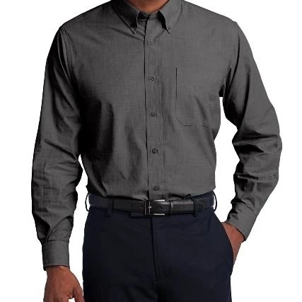 Port Authority S640 Crosshatch Easy Care Long Sleeve Shirt Soft Black - Medium (1)