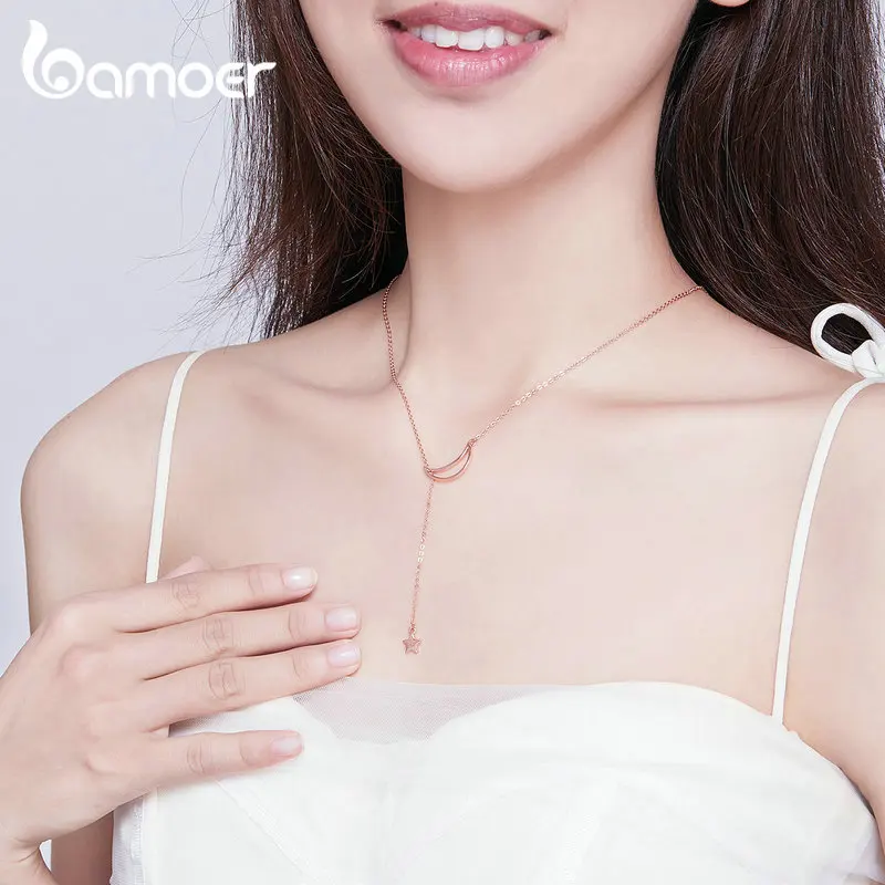 Женская цепочка из серебра 925 пробы с Луной и звездами|fashion necklace|necklace fashionnecklaces for