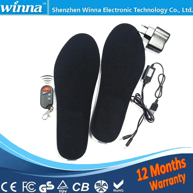 Buy Direct From China Factory Electric Foot Warmer Remote Control Thermal Insoles 1800mAh BLACK Mens 41