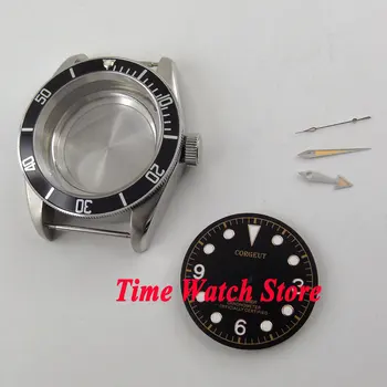 

Fit ETA 2836 movement 41mm sapphire glass black bezel 316L stainless steel watch case +Dial+hands C135
