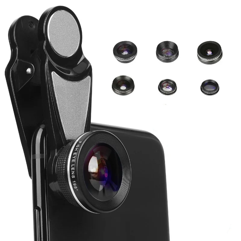 

New 7 In 1 Phone Camera Lens Kit Fish Eye/Wide Angle/Macro Lens/CPL Set for iPhone Huawei