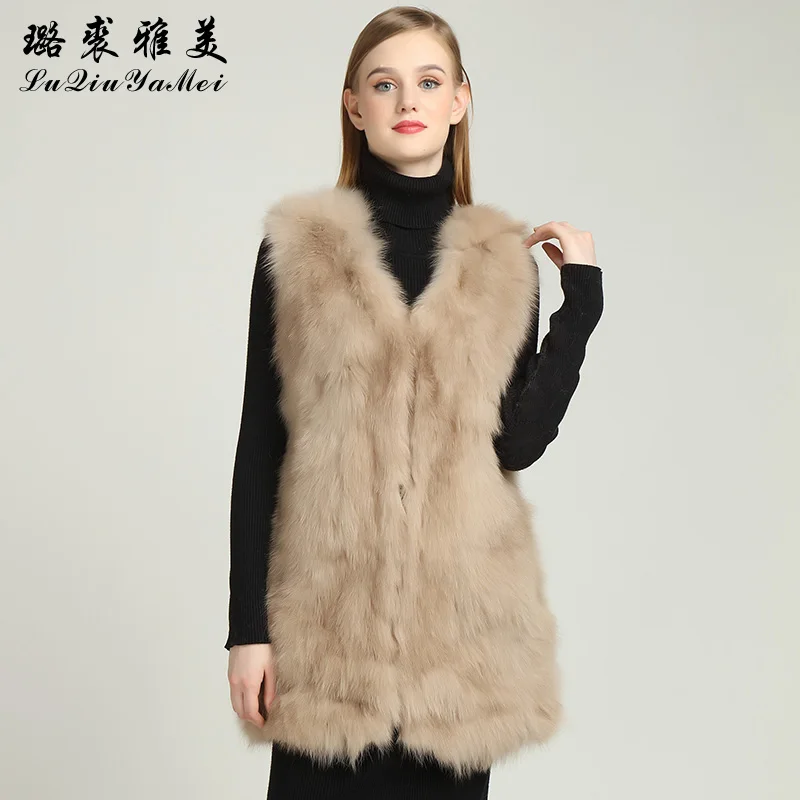 2017 Women Winter Vests Real Fox Fur Brand New Outerwear Sleeveless