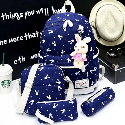 

school bags for teenager girls Casual Women Travel Bags Crossbody Bag Clutch Pen Bag mochila escolar 4Pcs/Sets Nylon Backpack