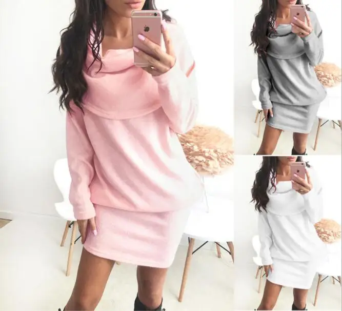 

Winter off shoulder knitted bodycon dress Women long sleeve autumn sexy dress 2018 party short white dresses vestidos
