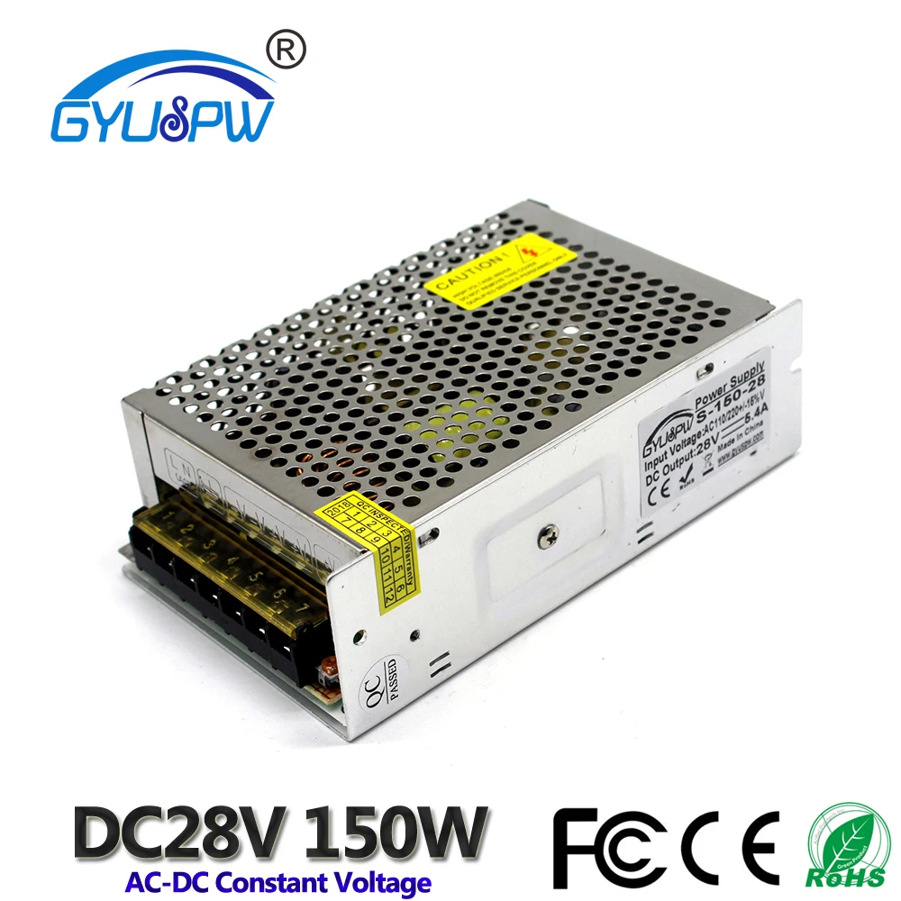 Одиночный выходной источник питания DC 28V 5.4A 150W Трансформатор 110V 220V AC к DC28V