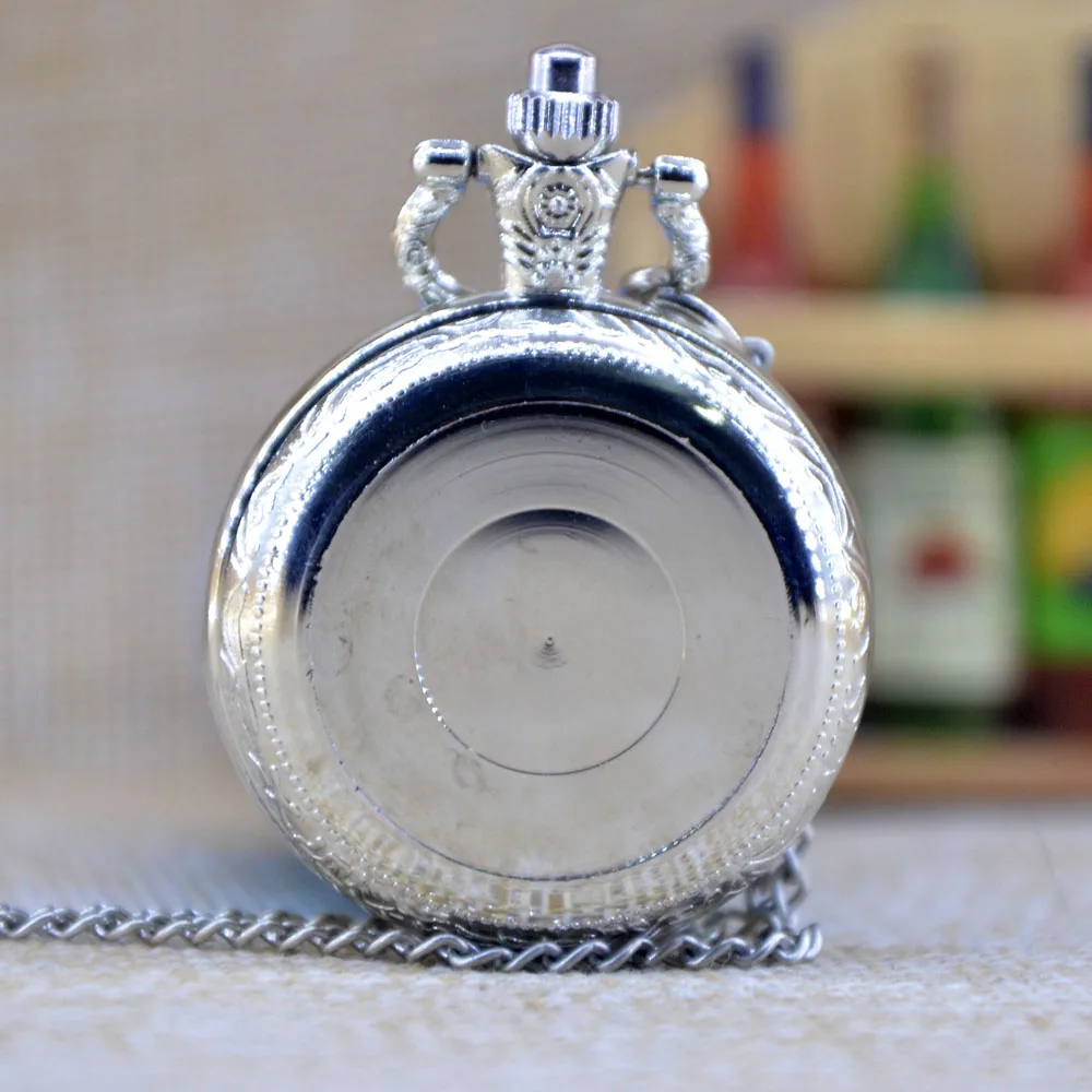 Новое поступление серебряные можно прикрепить фото стимпанк кварцевые карманные часы Аналоговые подвесные ожерелье унисекс Карманные и Fob часы подарок