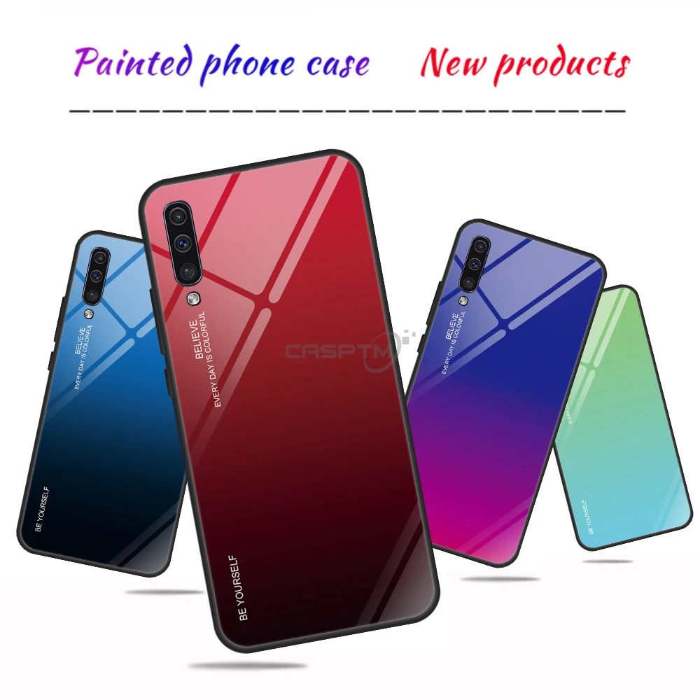 

Gradient Tempered Glass Phone Case For Samsung A50 Case Silicon Case bumper For Samsung Galaxy A10 A20 A30 A40 A60 A70 A80 Cases