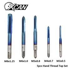 XCAN 5 шт. M3/M4/M5/M6/M8 HSS набор резьбовых насадок с нано-синим покрытием, прямая флейта, резьбовой кран, резьбовое отверстие, сверло, сверло