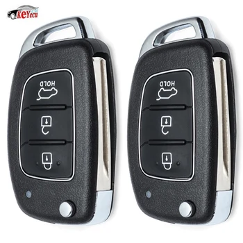 

KEYECU 2 Pcs/lot Replacement Folding Flip Smart Remote Car Key Fob 3 Button 434MHz ID70 Chip for Hyundai IX45 New Santa Fe