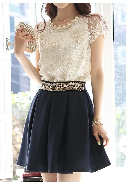 

2016 Summer Style Female Shirt Chiffon Blouses Women Clothing Plus Size Lace Tops Vestidos Blusas De Renda Roupas Femininas