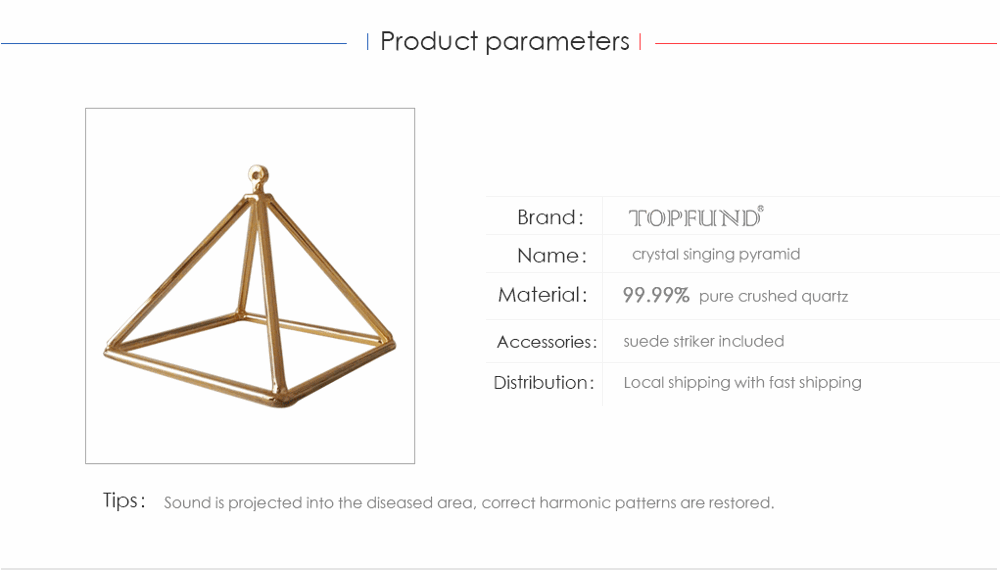 TOPFUND чистый 24k золотой прозрачный кристалл кварца Поющая пирамида для исцеления звука 4 дюйма