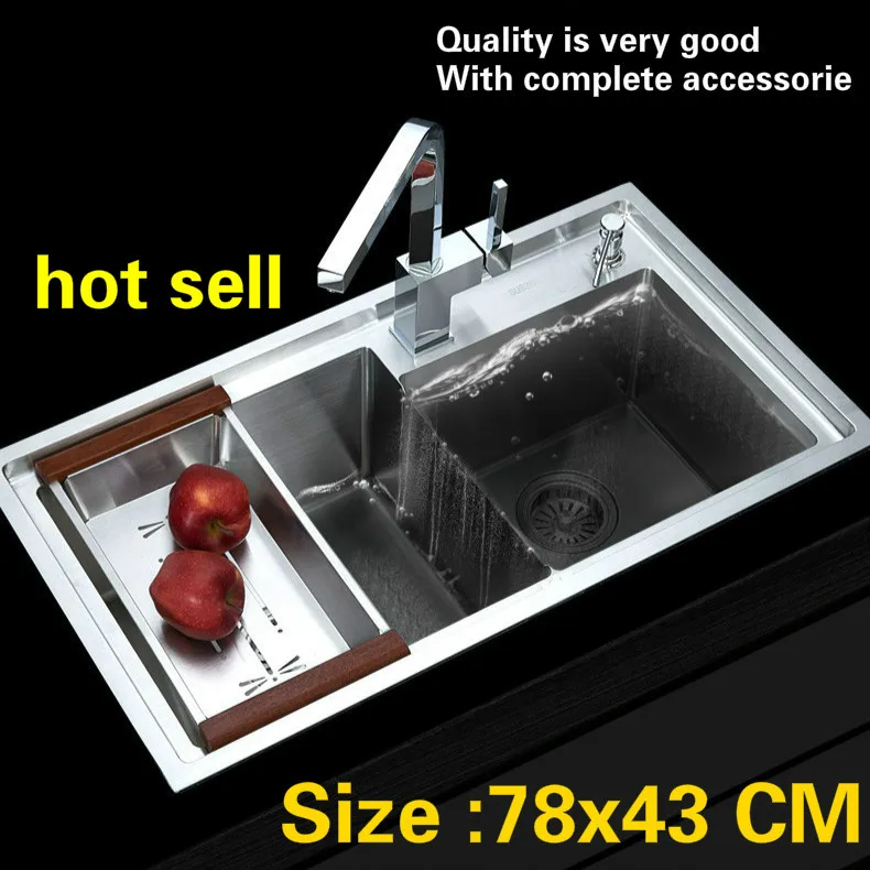 Free shipping Household vogue kitchen manual sink double groove do the dishes durable 304