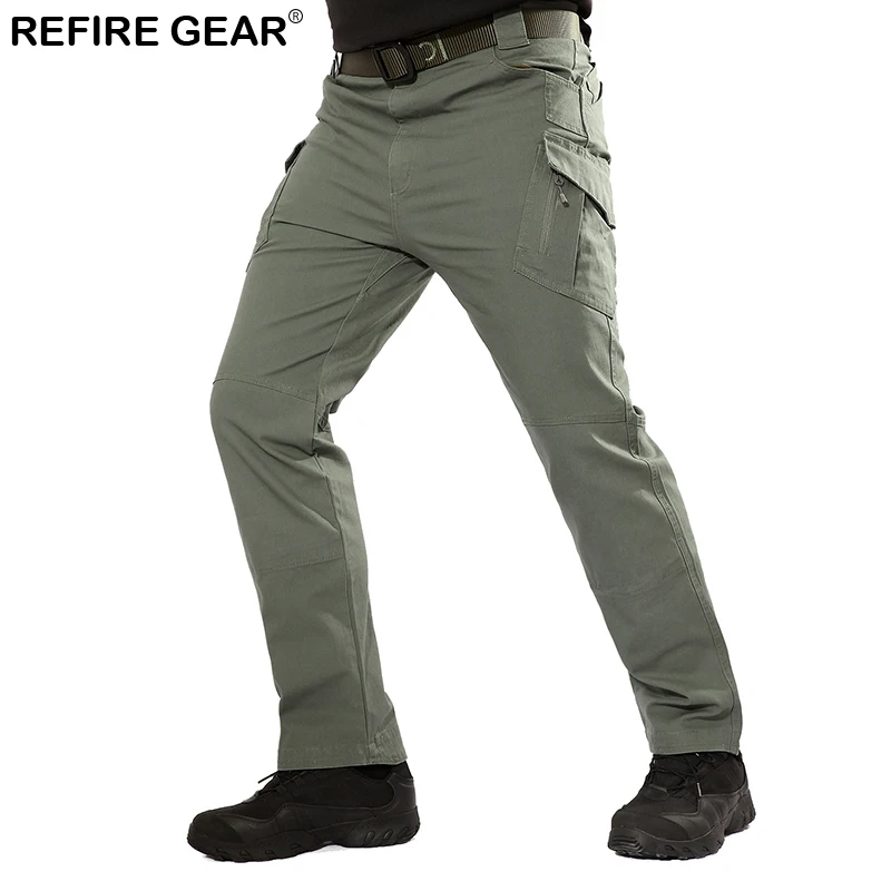 ReFire Gear IX9 Cargo Pants Outdoor Hiking Sport Climbing Pants men Cotton Breathable Muti-Pockets Anti-Pilling Fishing Trouser