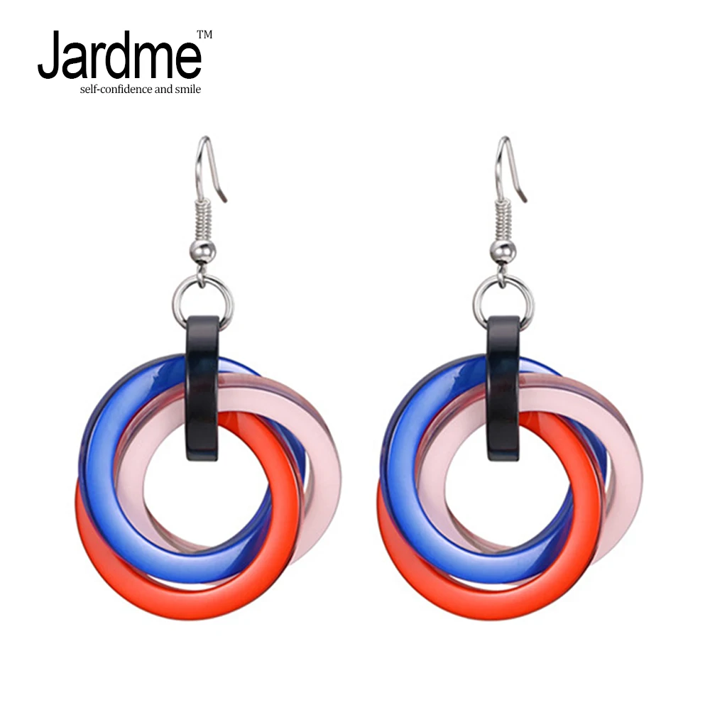 

Jardme Multicolors Acrylic Drop Earrings for Women Round Earrings 2018 New Design Party Gift Jewelry Dropshipping
