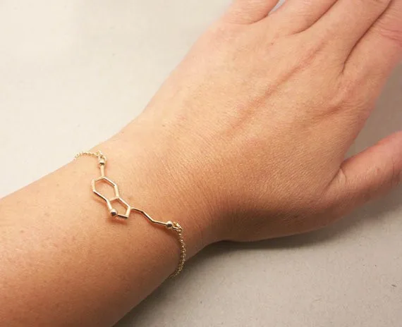 

Kinitial Charm Serotonin Molecule Bracelets Chemical Formula 5-HT Bangle Hormone Molecules DNA Bracelet Nurse Jewelry