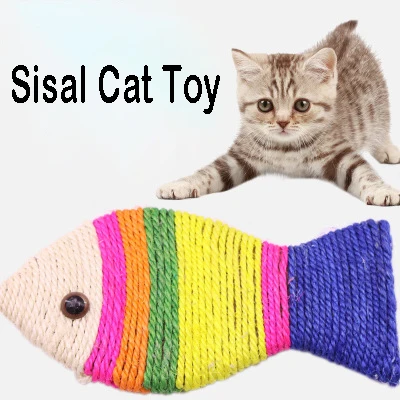

Hand woven Sisal Cat Scratch Pad Interactive Pet Cat Toys Fish Shape Cats Padded Toy Catnip Scratch Board Cat Scratcher Supplies