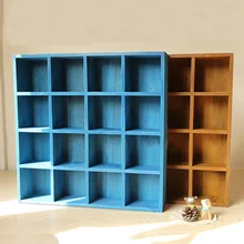 Vintage madera 16-Cubby 4 capas bandeja Zakka almacenamiento gabinete laminado organizador de cocina y oficina sistema de ahorro de espacio-azul, amarillo