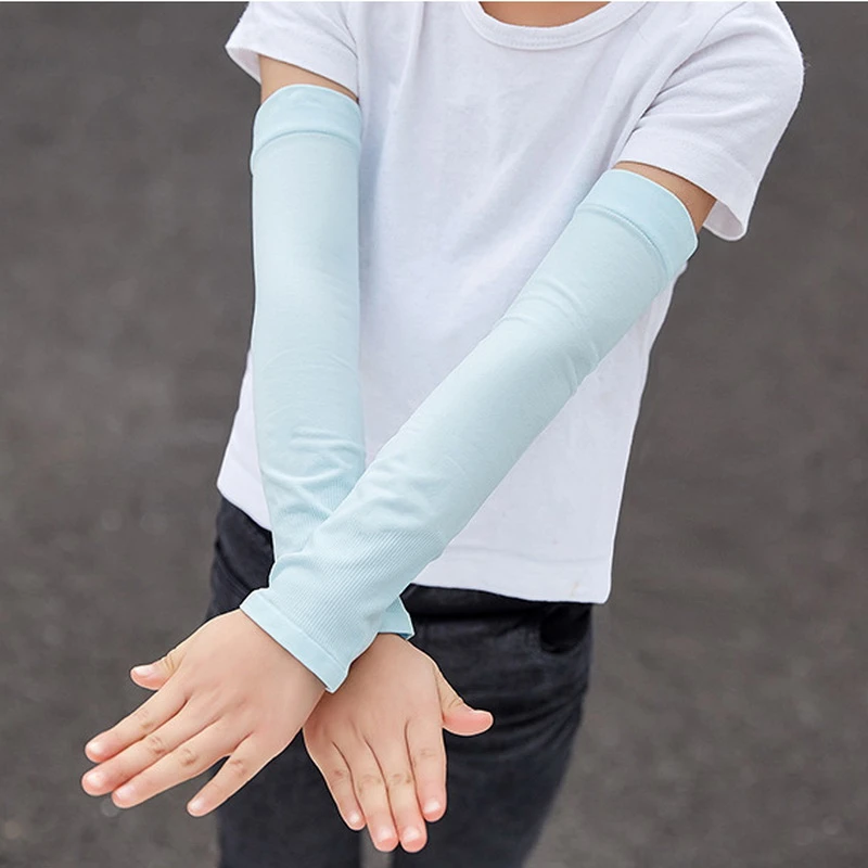 1 Pair Thin Children's Arm Sleeve Ice Silk Super Elastic Sun Uv Protective For Kids 512 Years