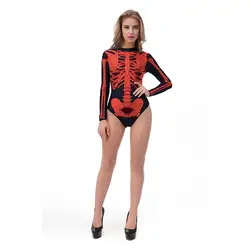 2018 Хэллоуин Для женщин боди с длинными рукавами женщина 3D печати дамы скинни боди мода Femme Новинка плотные Боди Комбинезоны