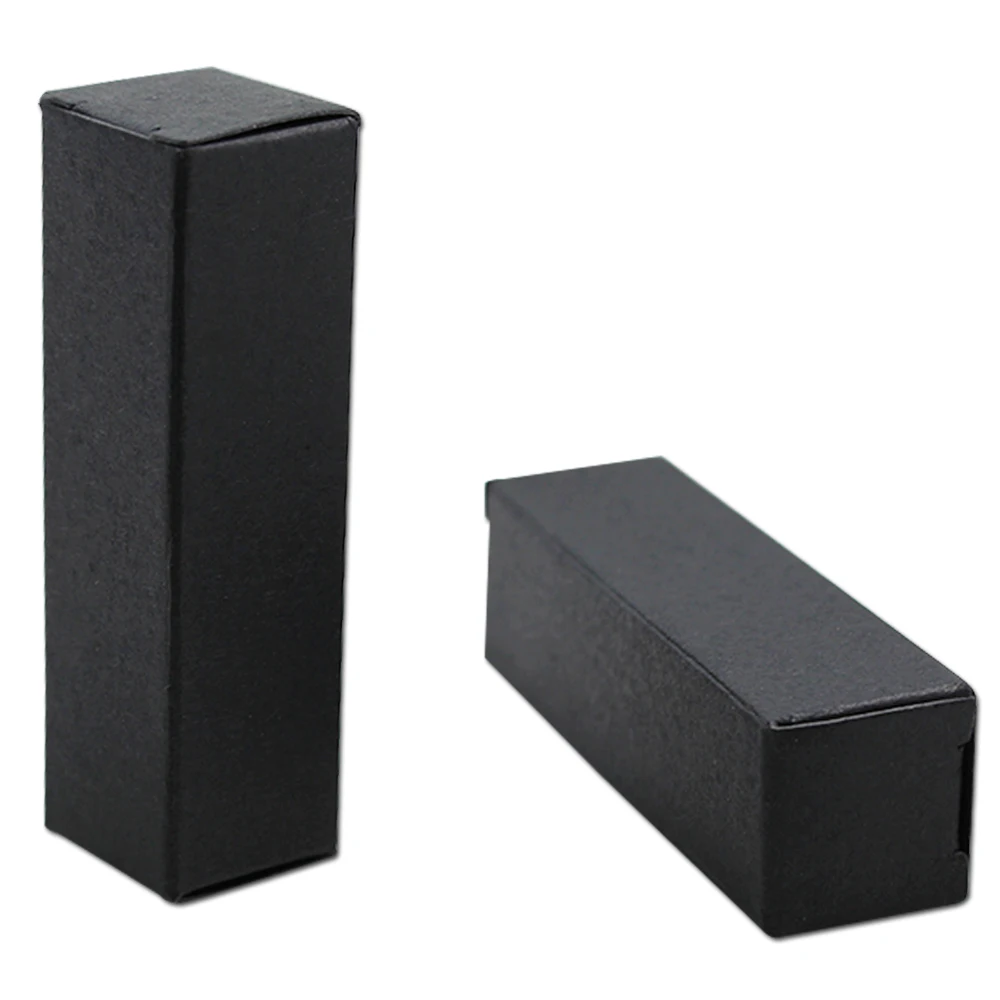 100 бумажная коробка для украшений черная компактная крафт-бумага 2*2*8,5 см упаковка коробки вечерние Косметическая Помада Мини 0,7" x 0,78" x 3,3" складная коробка