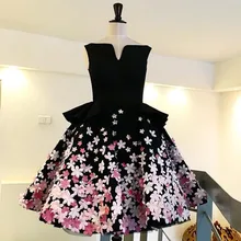 Элегантные короткие красивые платья для выпускного вечера с цветами v-образный вырез vestido de festa длиной до колена без рукавов вечерние платья на заказ