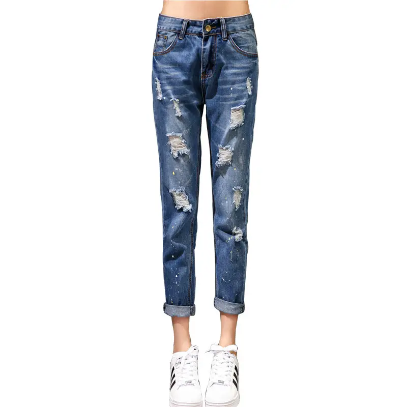 

2016 New Fashion Women Jeans ripped Holes Harem Pants Jeans Slim jeans for women Hot Fashion Ladies Cotton Denim Pants Stretch