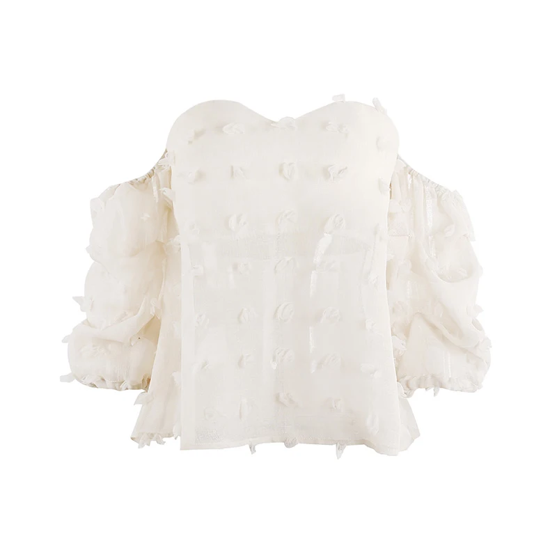 Женская блузка Simplee с открытыми плечами модная летняя белая рубашка рукавом