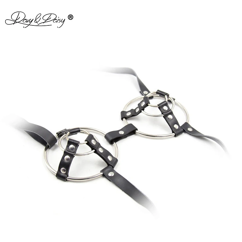 DAVYDAISY Women Sexy Bra PU Leather Open Bust Metal Rings Bralette Porn Intimates Sexy Lingerie Cropped Top Underwear Bras BR503