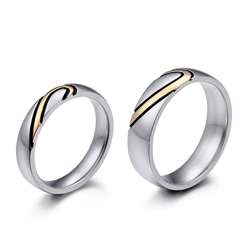 New Jewelry Gold Color Heart Puzzle Ring For Women Men Silver Color Stainless Steel Lover Promise Ring Valentine S Day Gifts Wedding Bands Aliexpress