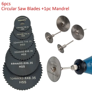 

Hot 6 Saw Blade +1pc Pole Hss High-speed-steel Circular Rotary Blade Wheel Discs Mandrel For Tools Wood Cutting Saw