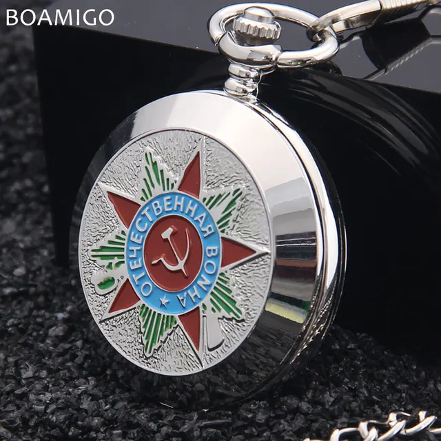 BOAMIGO Russian Vingtage Silver Soviet BOLSHEVIK Mechanical FOB Pocket Watch Men BOAMIGO Russian Vingtage Silver Soviet BOLSHEVIK Mechanical FOB Pocket Watch Men