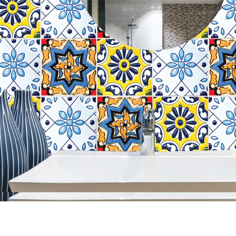 

6PCS Geometric Self Adhesive Tile Stickers Decal Home Decoration Wall Sticker kids room decoration adesivo de parede house decor