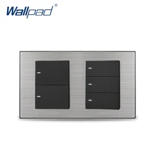 Wallpad 5 банд сброс моментальный контакт переключатель настенный выключатель света гладкая металлическая панель 160*86 мм