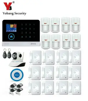 

Yobang Security WIFI APP Control Camera Surveillance 3G Home Alarm System GPRS SMS Alarmes Wireless Blue Siren Motion Alarm Kit
